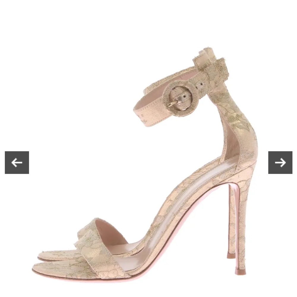 Gianvito Rossi cloth gold sandals Portofino 105 - Picture 2 of 9